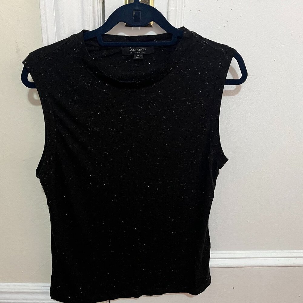 Black Sliver Glitter All Saints Women's Muscle Tank
